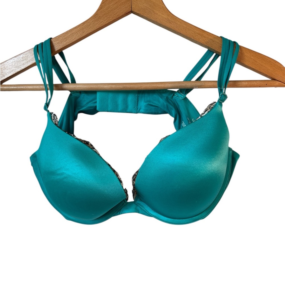 NWT Victoria's Secret Very Sexy Push Up Teal Blue Leopard 38B
